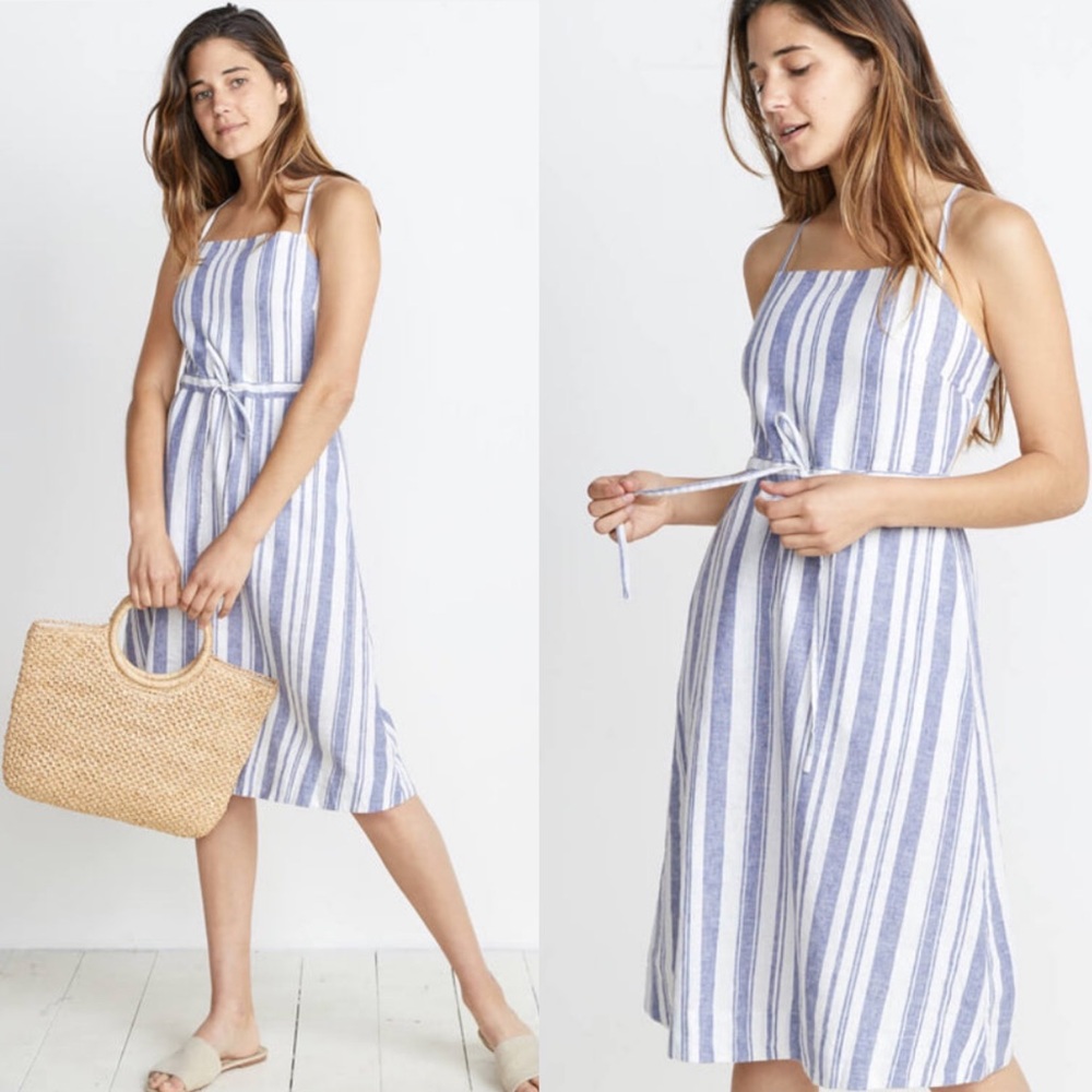 Marine Layer Lily Dress in Blue/White Stripe L - Picture 9 of 9